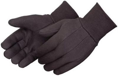 Brown 100% Cotton Jersey Knit Gloves, Pack of 12 pairs - Large