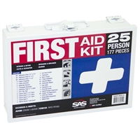 First Aid Kit - 25 Person, Plastic, 10 1/4" W x 7"H x 3"D