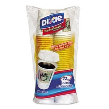Grab-n-Go Paper Cup W/Lid, 12oz coffee haze 6pk, 50 cups & 50 lids per pack