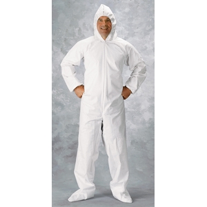 Clean All Products White Tyvek Coveralls, Zipper Front, Hood, Boots, 25/cs -Large