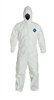 DuPont TY127S Tyvek Coverall Zipper Front Elastic Wrist/Ankle, Hood, Size Large, Case of 25