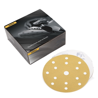 Mirka Gold Bull Dog 6" Alum Oxide Abrasive Disc 180 Grit, 50 Grip discs - Multi Hole