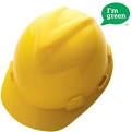 V-Gard GREEN Protective Helmet Yellow Fas-Trac Suspension