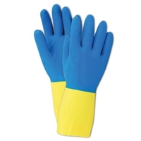 Chemi-Pro Unsupported Neoprene Gloves, Yellow/Blue, 27mil - 13" length, 1 Dozen