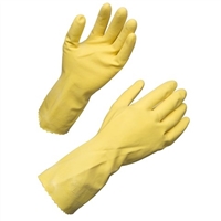 17mil 12" Flock Lined yellow Latex Large Gloves, pack of 12