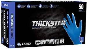 Thickster Latex Powder Free  Exam Large Gloves, Box of 100