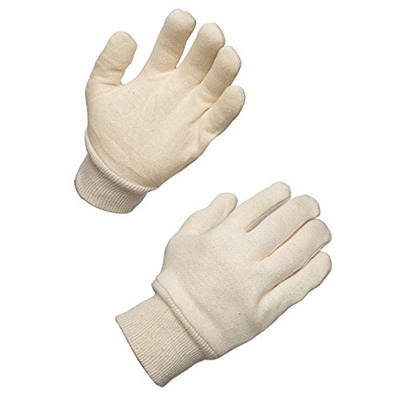 White 100% Cotton Jersey Knit Gloves, Case of 144 pairs - Large