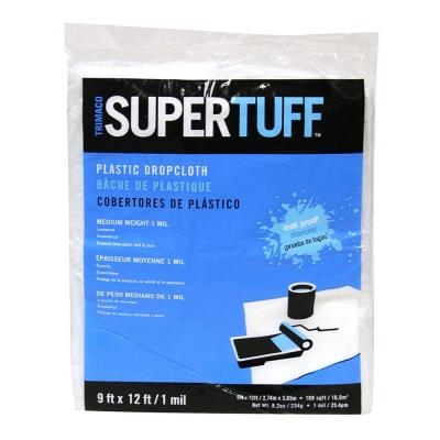 9' x 12' 1mil Plastic Drop Cloth, case of 24