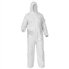 Clean All Products White Tyvek Coveralls, Zipper Front, with Hood, 25/cs -Large