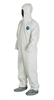 DuPontâ„¢ TyvekÂ® Coverall. Comfort Fit Design. Respirator Fit Hood. Elastic Wrists. Attached Skid-Resistant Boots. Elastic Waist. Serged Seams. White. 122s