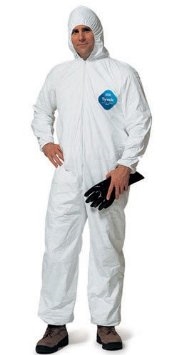 DuPont TY127S Tyvek Coverall Zipper Front Elastic Wrist/Ankle, Hood, Size Medium, Case of 25