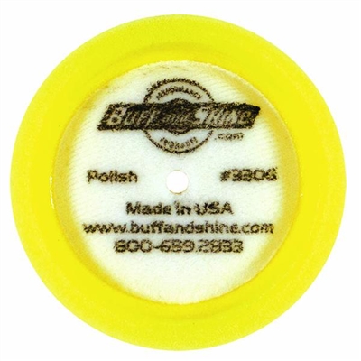 Buff N Shine 3" X 1" Yellow Foam Domed Face Compounding Grip Buffing Pad, 2 pack