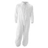 DuPont White Tyvek Coveralls, Zipper Front, Attached Hood, FC Boots, Elastic Wrists, 25/cs -Large